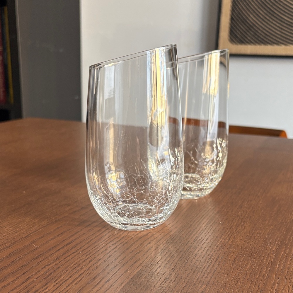 LAST CALL! Pier 1 - Highball Crackle Glass Tumblers - set of 2